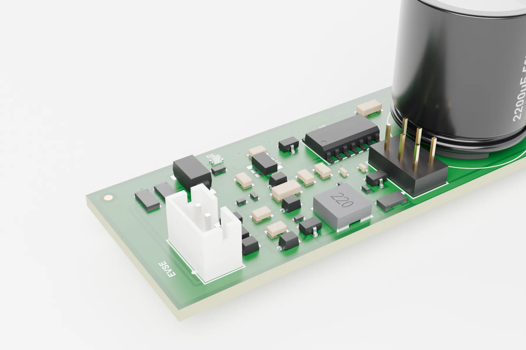 Close-up of the logic end of the EVSE-X-CL with the 3-pin connector to the charge controller